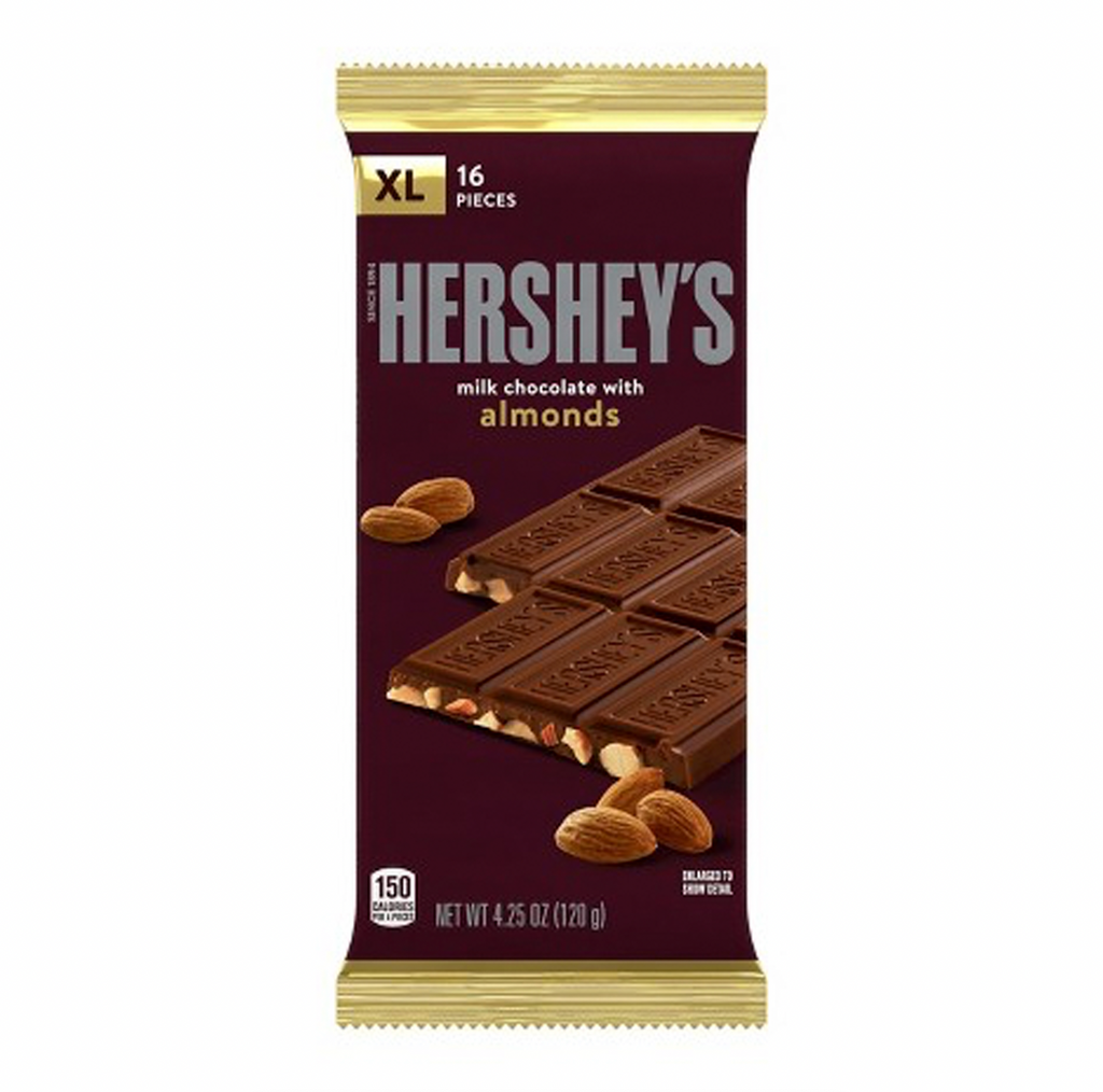 Hershey's Milk Chocolate with Almonds XL Bar 120g - Sugar Box