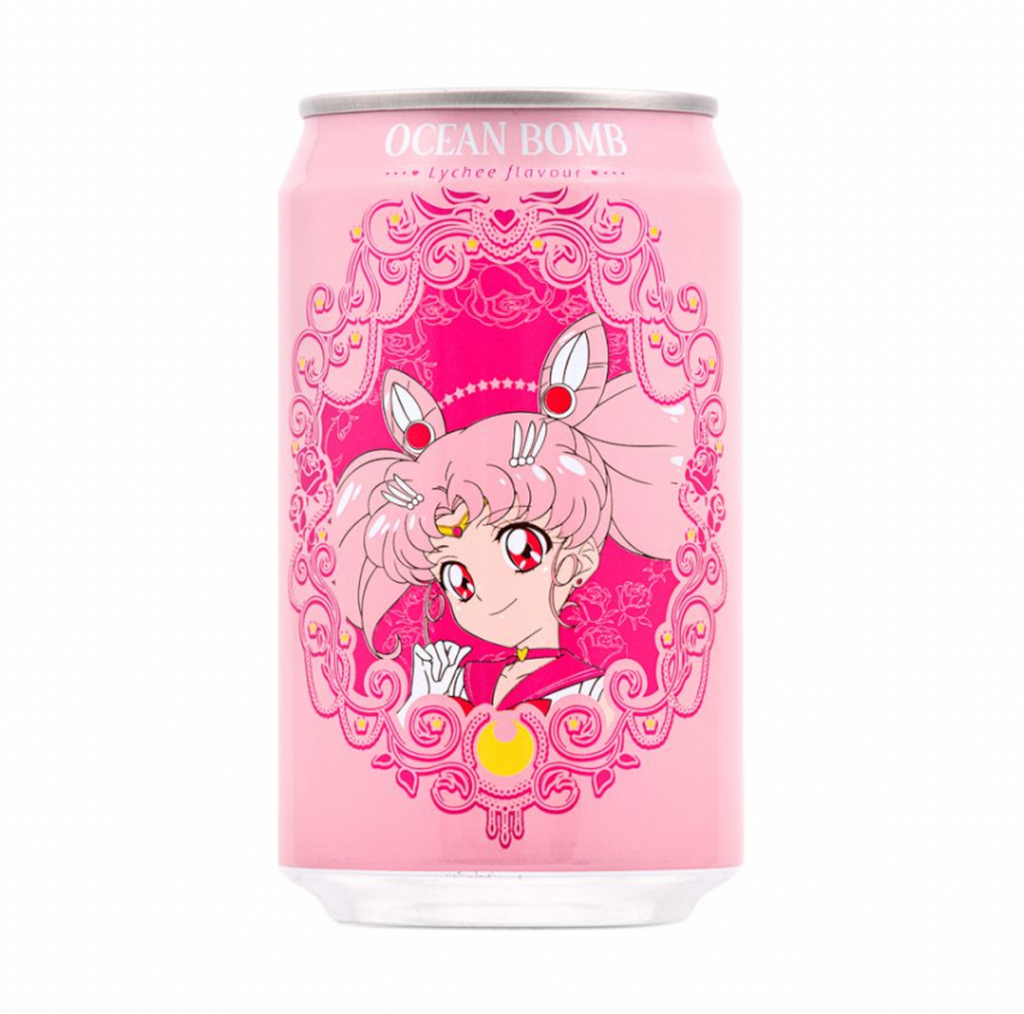 Ocean Bomb Sailor Moon Lychee Sparkling Water 330ml - Sugar Box