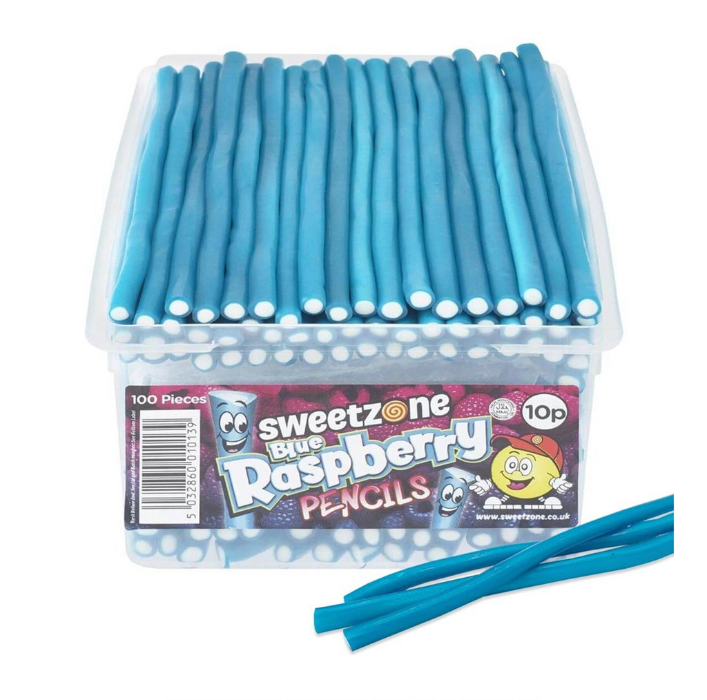 Sweetzone Blue Raspberry Pencils 1.1kg Tub - Sugar Box