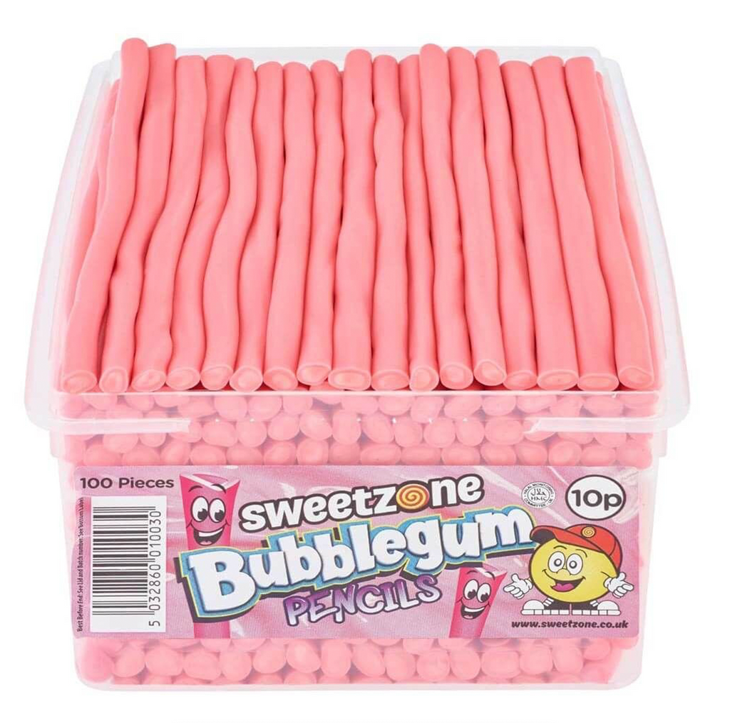 Sweetzone Bubblegum Pencils 1.1kg Tub - Sugar Box