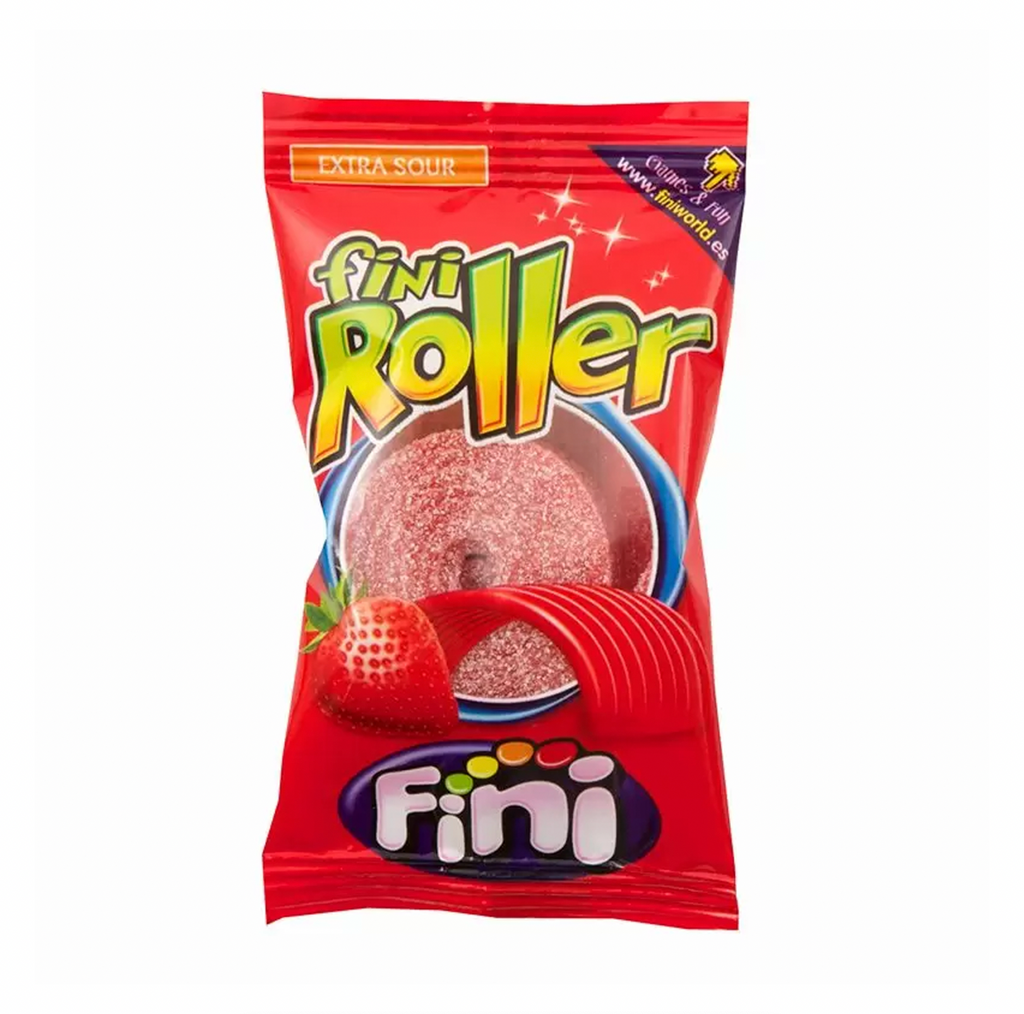 Fini Fizzy Strawberry Rollers 20g - Sugar Box