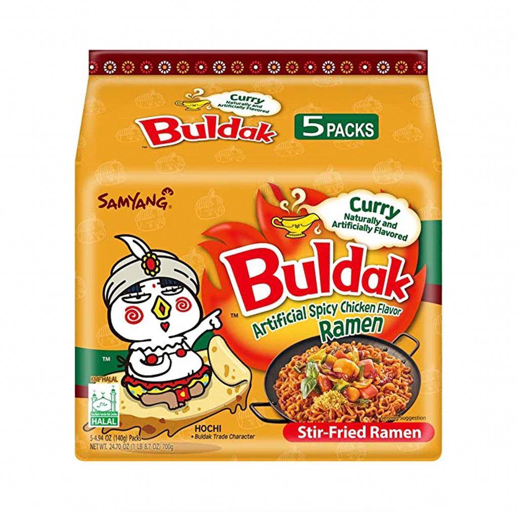 Buldak Hot Chicken Curry Ramen Noodles 5 Pack 100g - Sugar Box