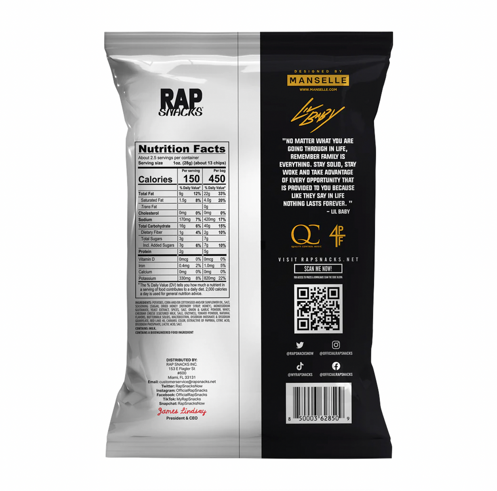 Rap Snacks Lil Baby Cheddar Cheese with Sour Cream 71g - Sugar Box