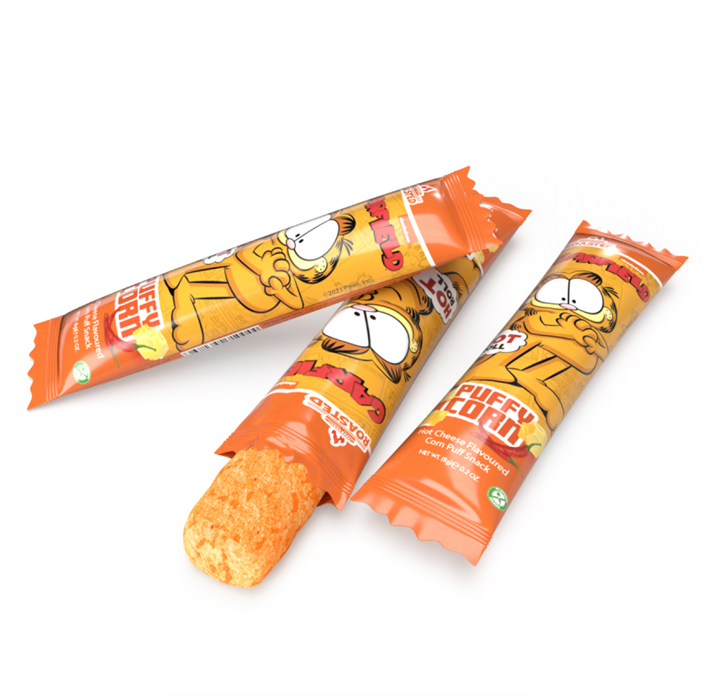 Nickelodeon Garfield Puffed Corn Snack Hot Cheese 8g - Sugar Box
