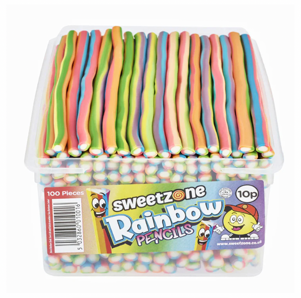 Sweetzone Rainbow Pencils 1.1kg Tub - Sugar Box