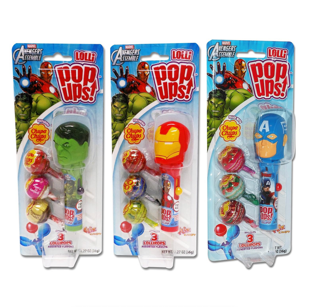 Chupa Chups Disney Avengers Pop-ups Lollipops 3 Pops 36g - Sugar Box