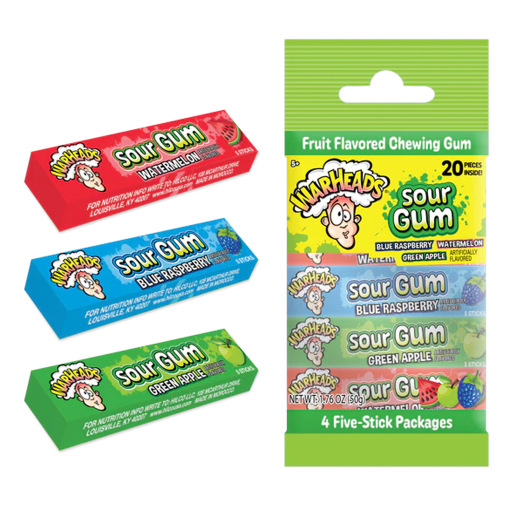 Warheads Sour Gum 4 pack Peg Bag 50g - Sugar Box