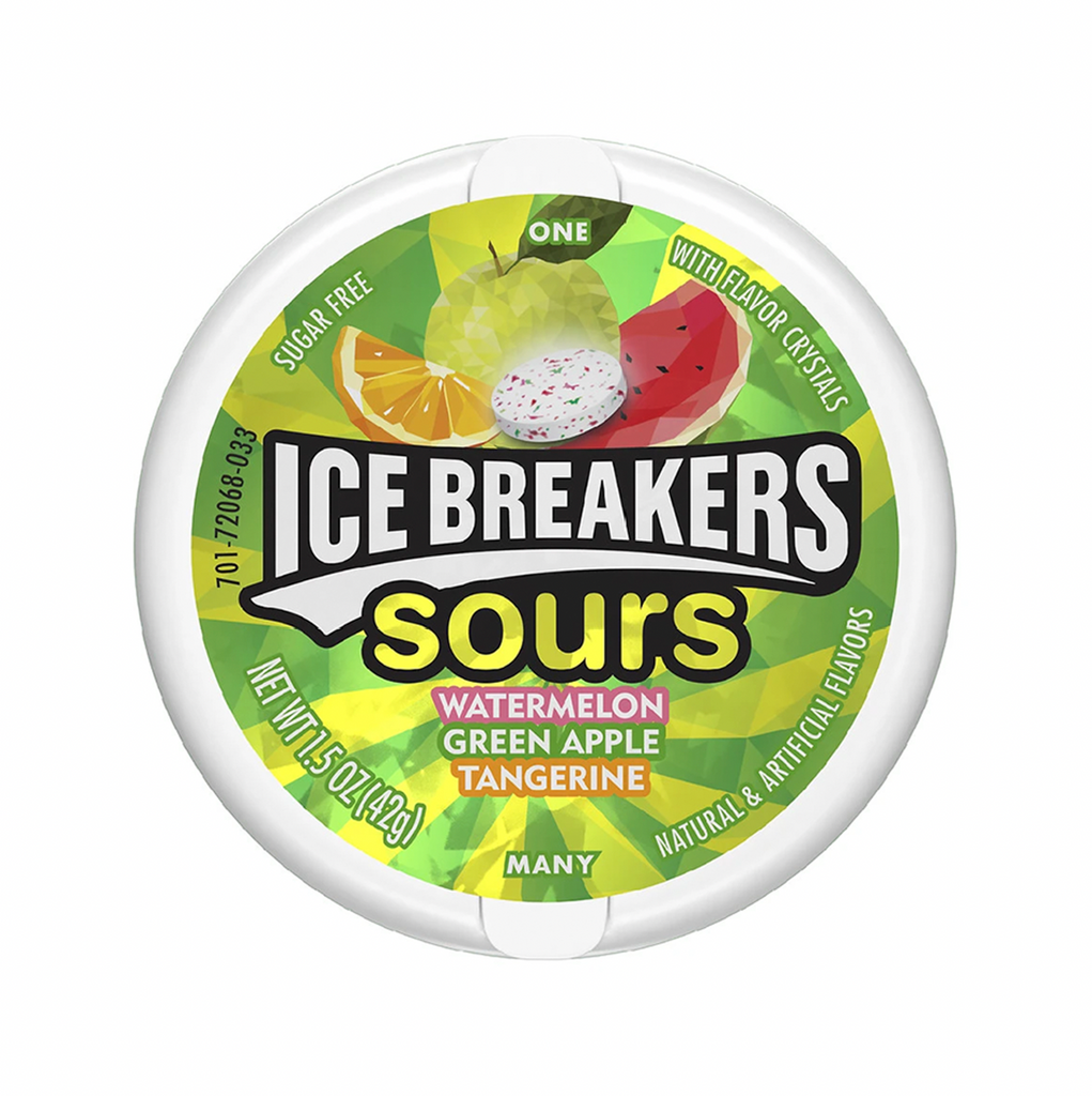 Ice Breakers Sours - Green Apple, Watermelon, Tangerine 42g - Sugar Box