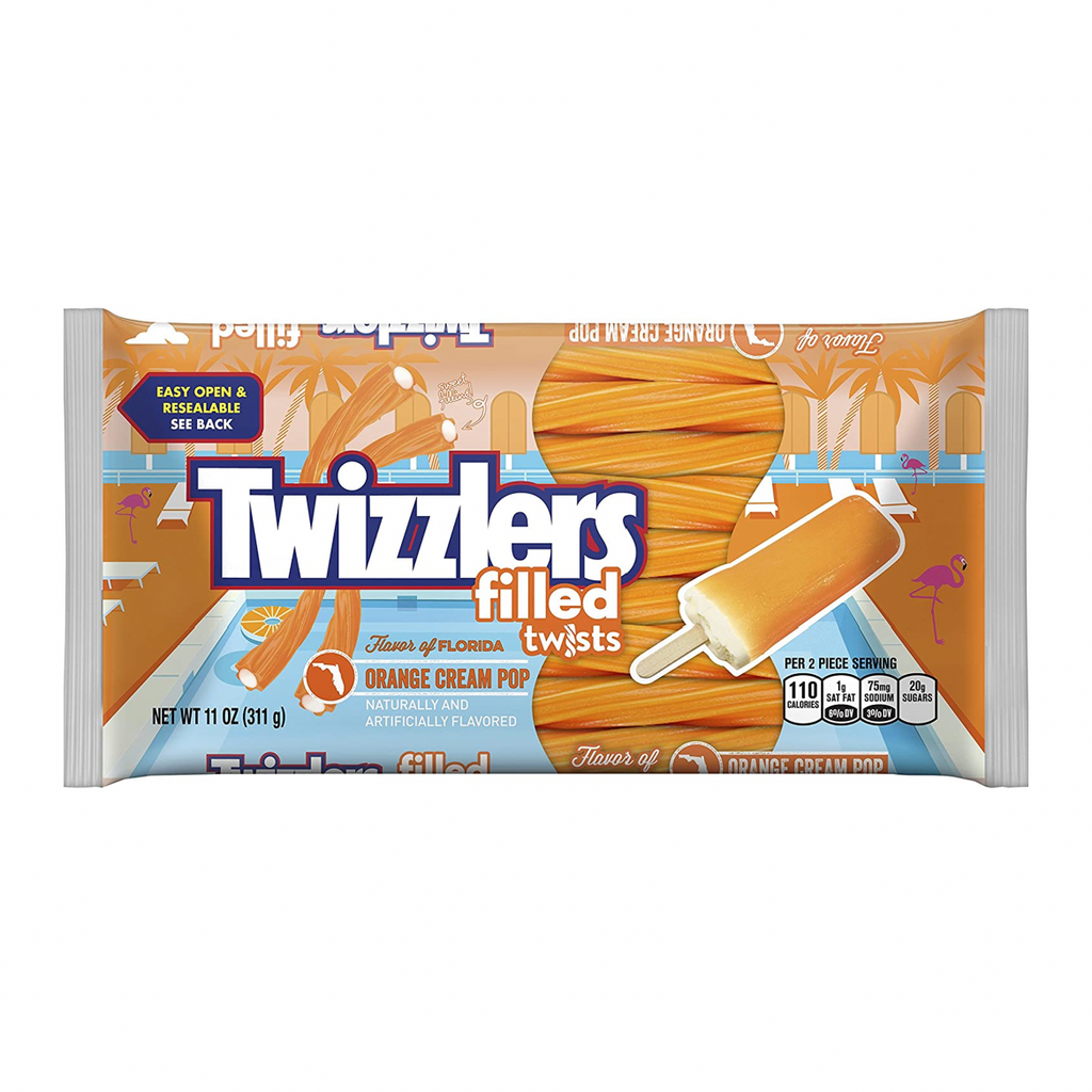 Twizzlers Orange Cream Pop Filled Twists Big Bag 311g - Sugar Box