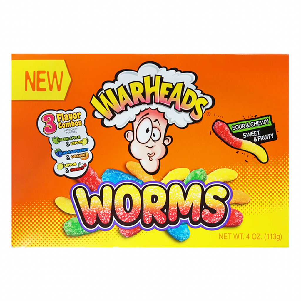 Warheads Sour Worms Theatre Box 99g - Sugar Box
