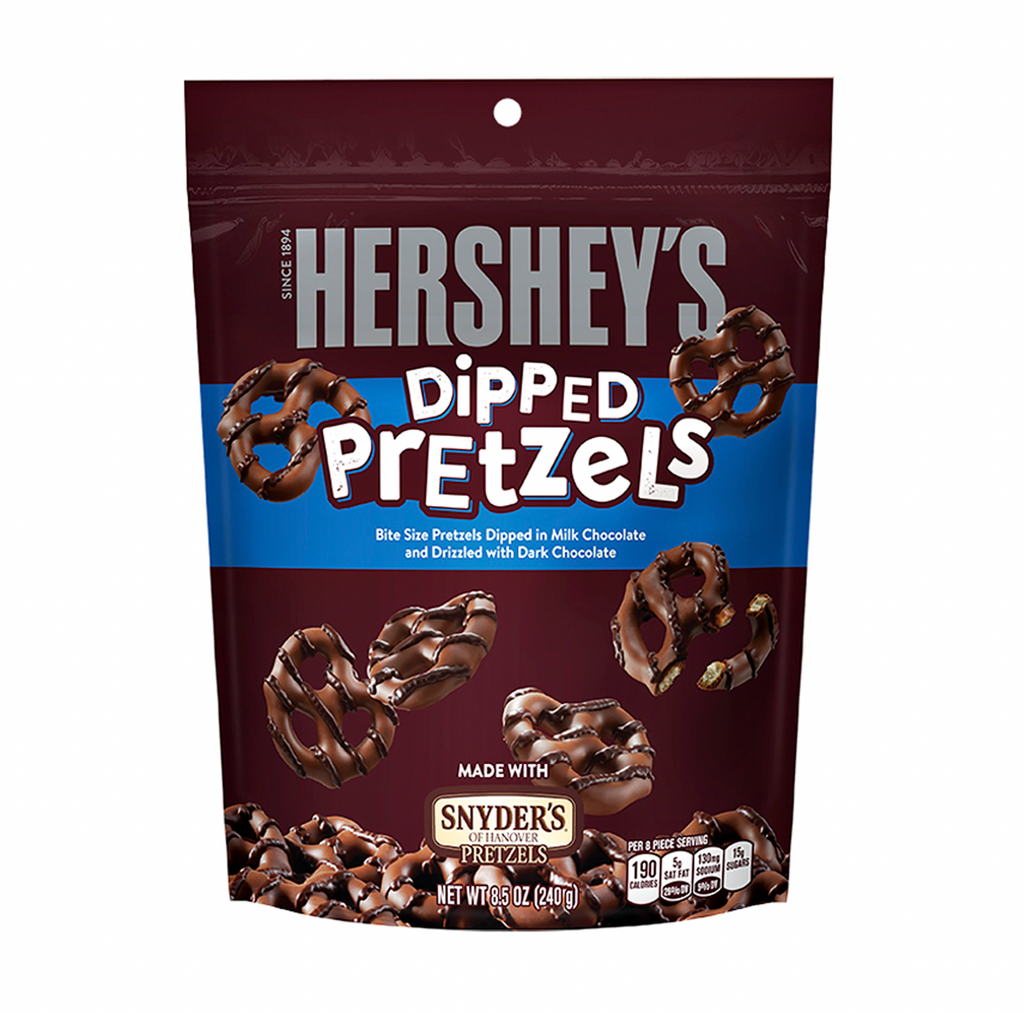 Hershey's Milk Chocolate Dipped Pretzels 241g - Sugar Box