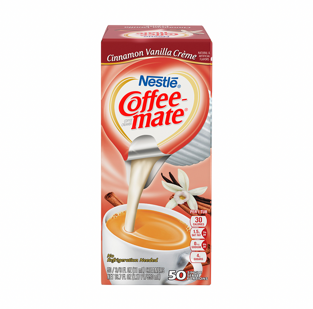 Coffee-Mate Cinnamon Vanilla Liquid Creamer 50 Pack - Sugar Box