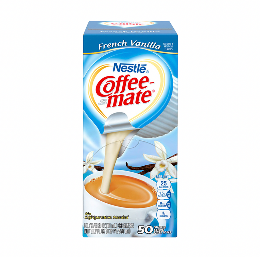 Coffee-Mate French Vanilla Liquid Creamer 50 Pack - Sugar Box