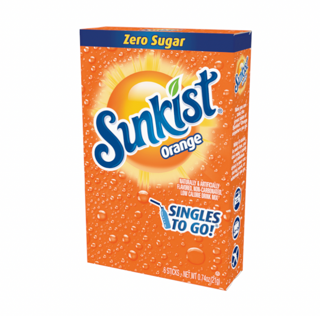 Sunkist Zero Sugar Singles To Go Orange 6 Pack 21g - Sugar Box