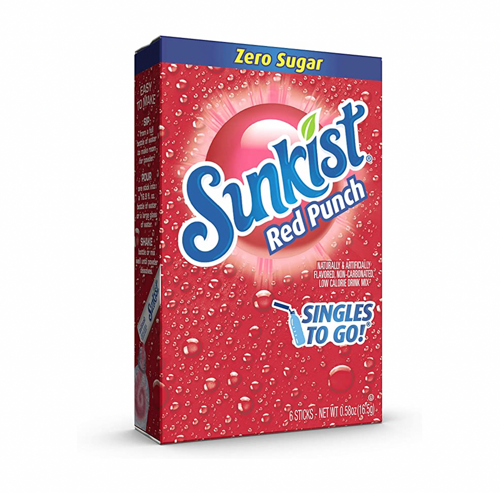 Sunkist Zero Sugar Singles To Go Red Punch 6 Pack 15g - Sugar Box