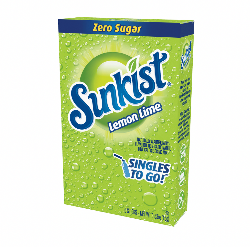 Sunkist Zero Sugar Singles To Go Lemon Lime 6 Pack 15g - Sugar Box