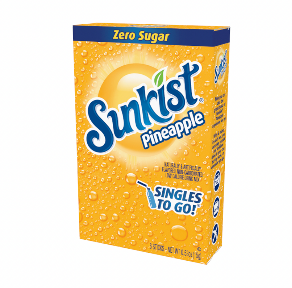 Sunkist Zero Sugar Singles To Go Pineapple 6 Pack 15g - Sugar Box