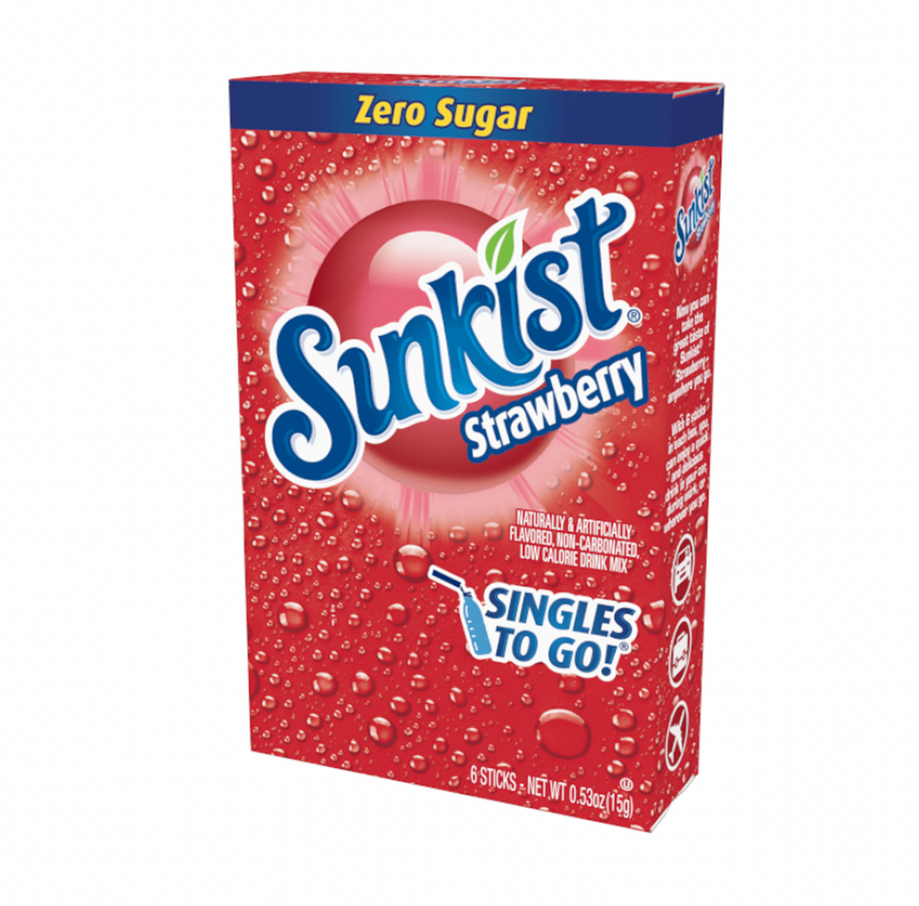 Sunkist Zero Sugar Singles To Go Strawberry Soda 6 Pack 15g - Sugar Box
