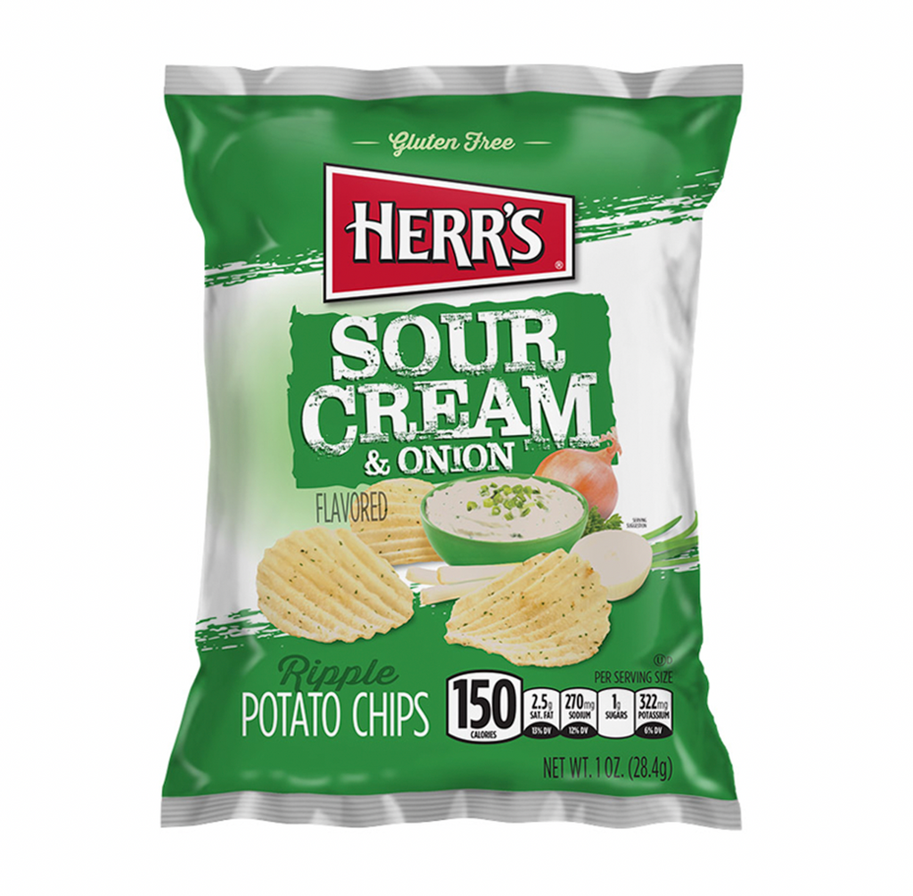Herr's Sour Cream and Onion Potato Chips 28g - Sugar Box