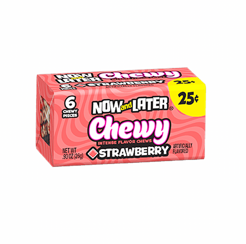 Now and Later Chewy Strawberry 6 Piece 26g - Sugar Box