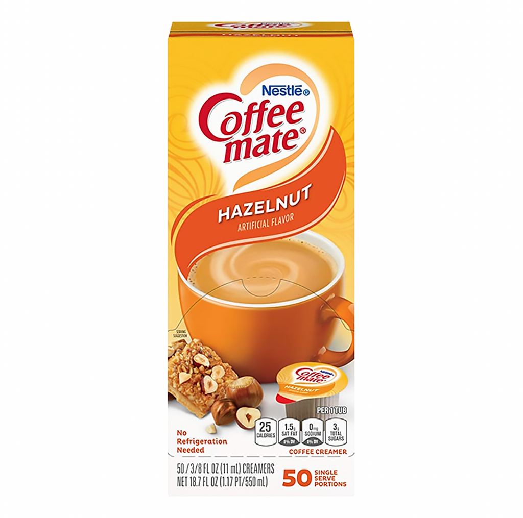 Coffee-Mate Hazelnut Liquid Creamer 50 Pack - Sugar Box