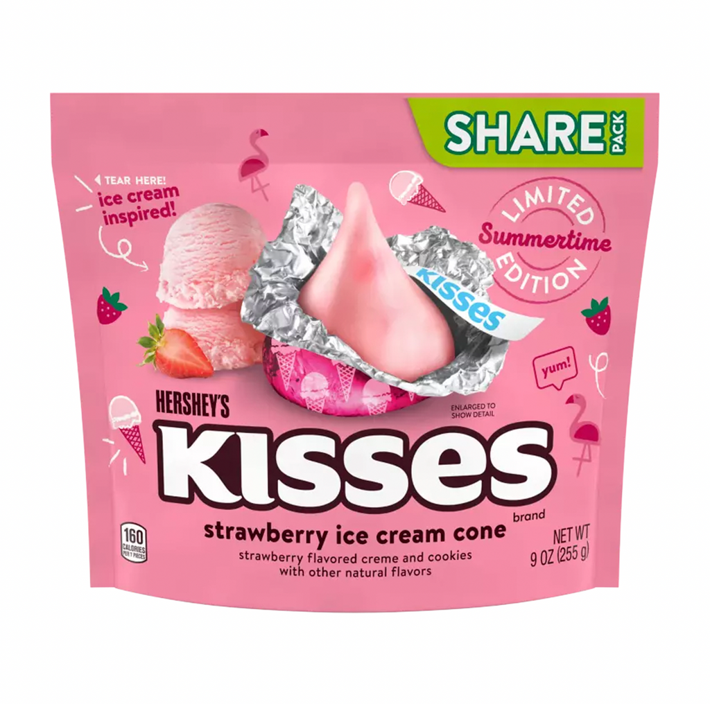 Hershey's Kisses Strawberry Ice Cream Cone Stand Up Bag 255g - Sugar Box