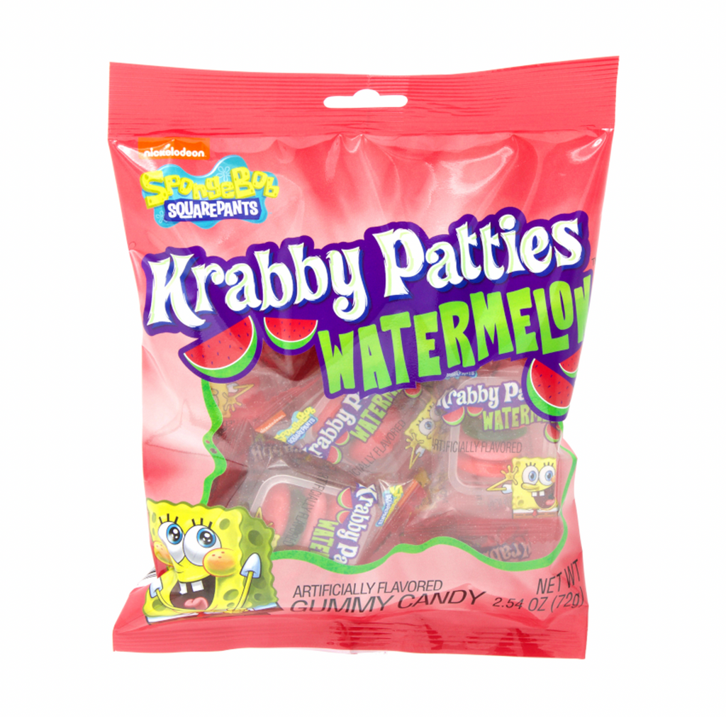 Spongebob Squarepants Gummy Krabby Patties Watermelon Peg Bag 72g - Sugar Box